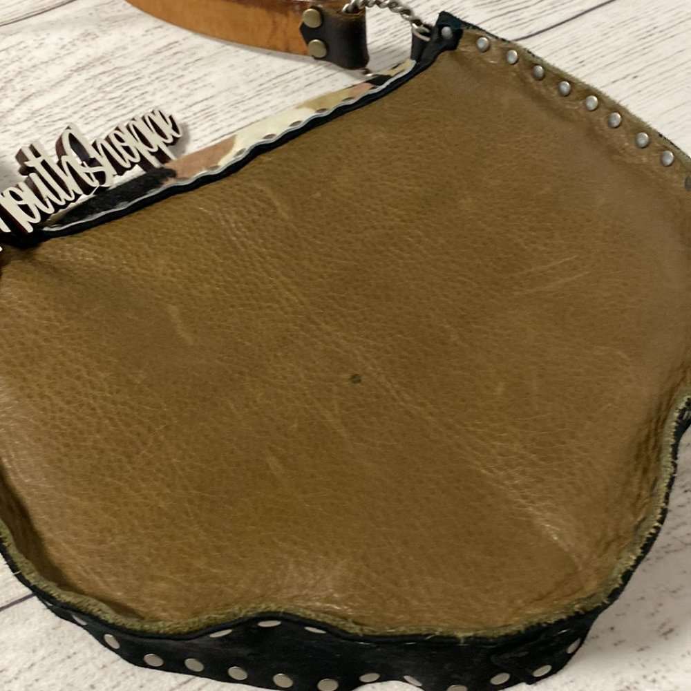 *Ransack Leather Upcycled Handmade Camo Snakeskin Crossbody Purse Saddle Bag - Picture 8 of 11